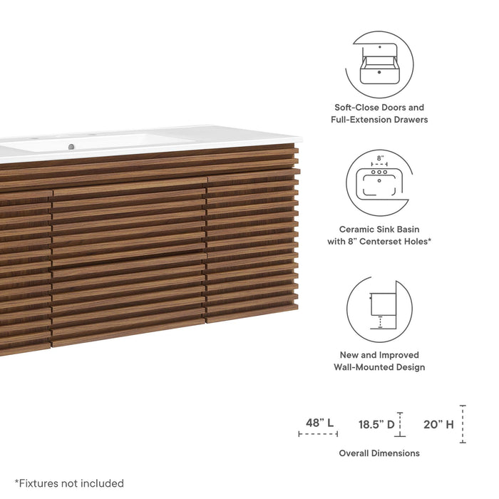 Render 48" Wall-Mount Bathroom Vanity Basin Included