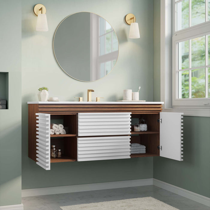 Render 48" Wall-Mount Bathroom Vanity Basin Included