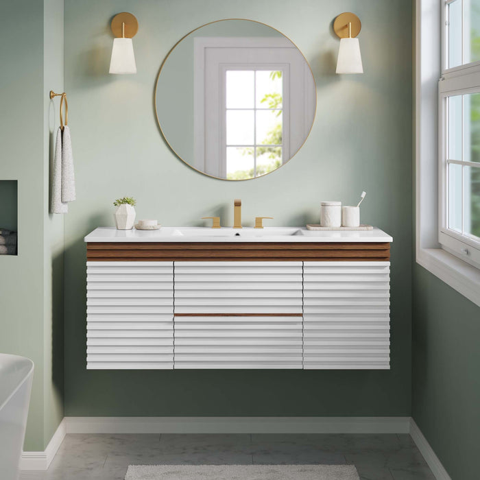 Render 48" Wall-Mount Bathroom Vanity Basin Included