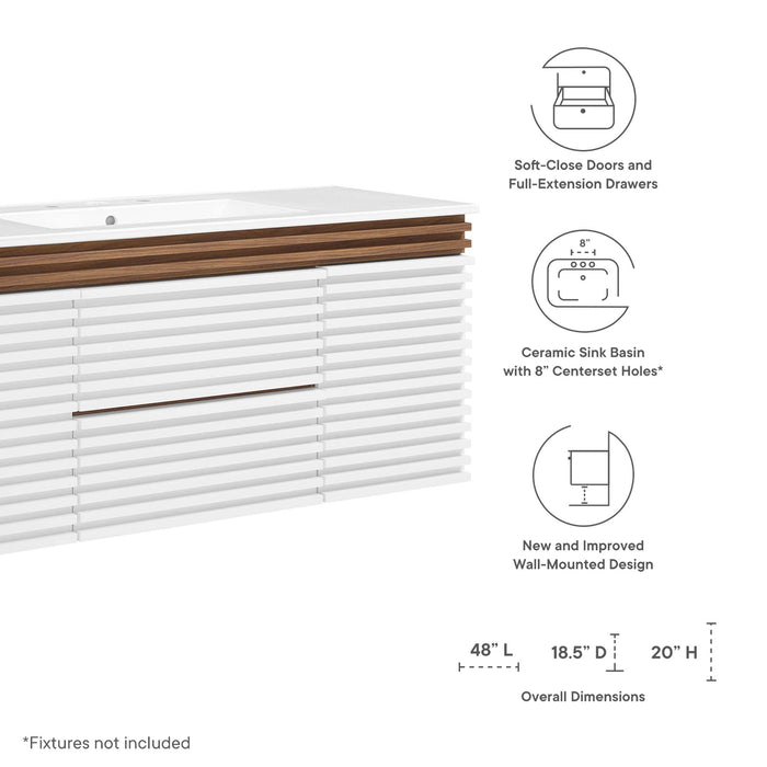 Render 48" Wall-Mount Bathroom Vanity Basin Included