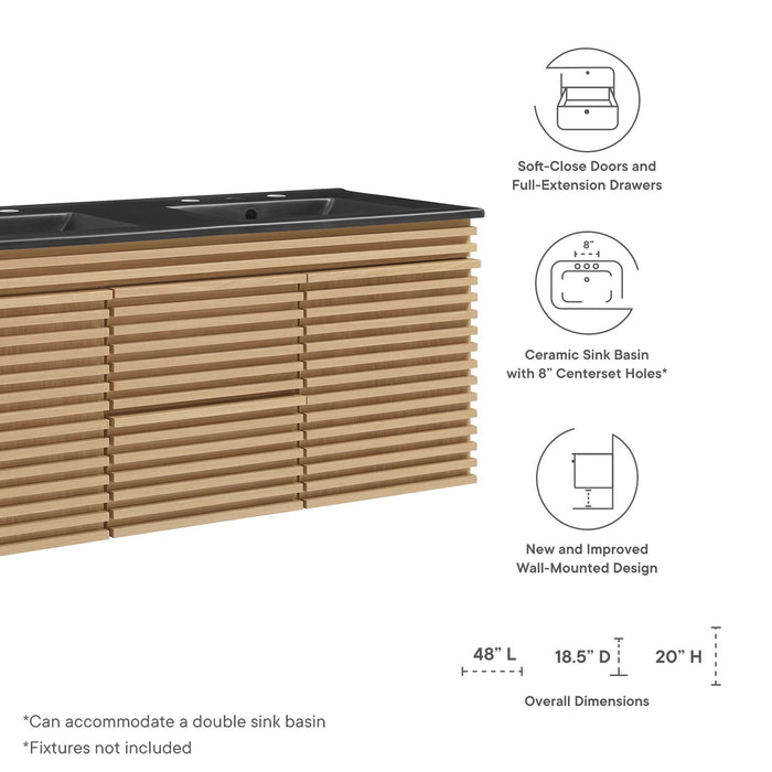 Render 48" Wall-Mount Bathroom Vanity Basin Included