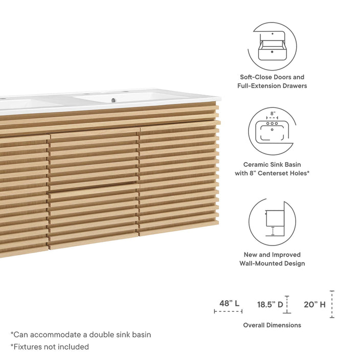 Render 48" Wall-Mount Bathroom Vanity Basin Included