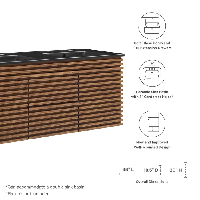 Render 48" Wall-Mount Bathroom Vanity Basin Included