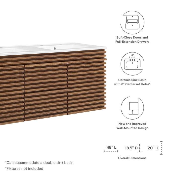 Render 48" Wall-Mount Bathroom Vanity Basin Included