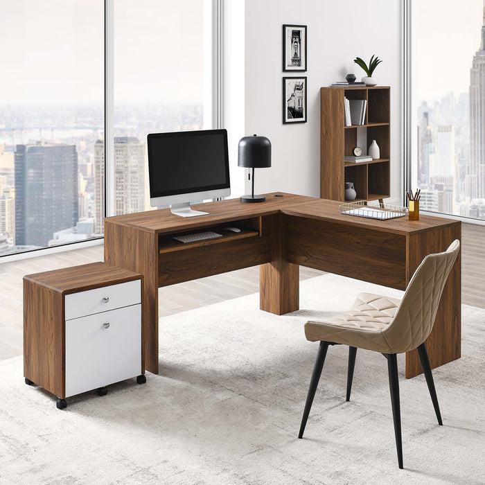 Transmit Wood Desk and File Cabinet Set