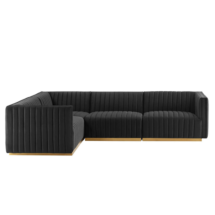 Conjure 4-Piece Channel Tufted Performance Velvet Sectional