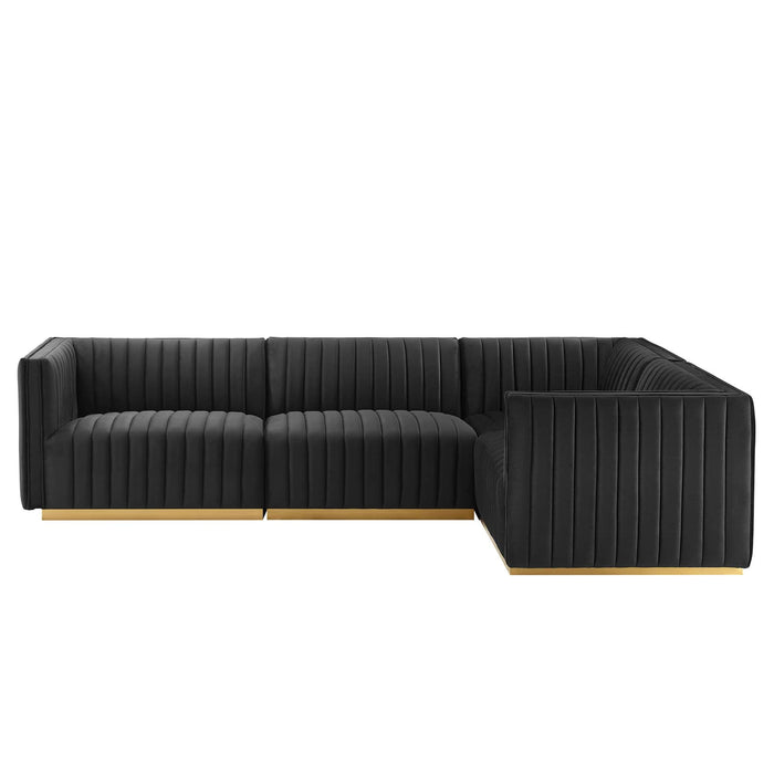 Conjure Channel Tufted Performance Velvet 4-Piece Sectional