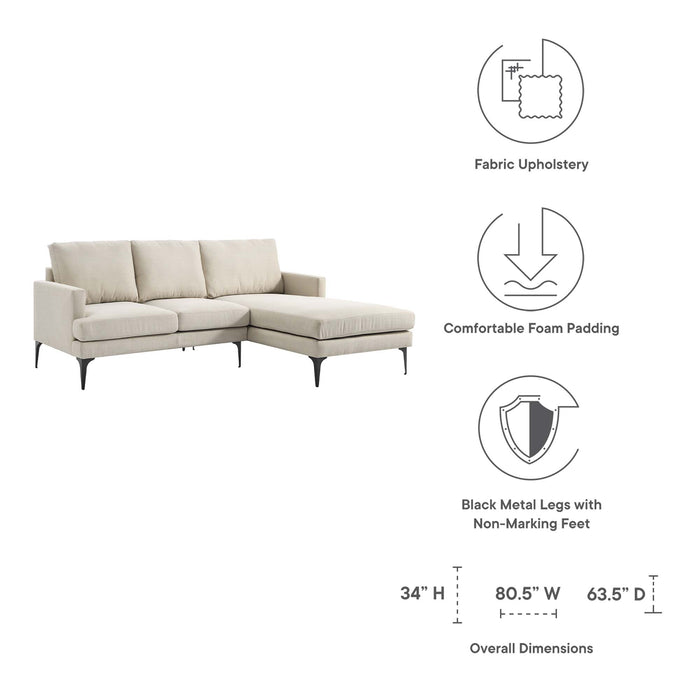 Evermore Right-Facing Upholstered Fabric Sectional Sofa