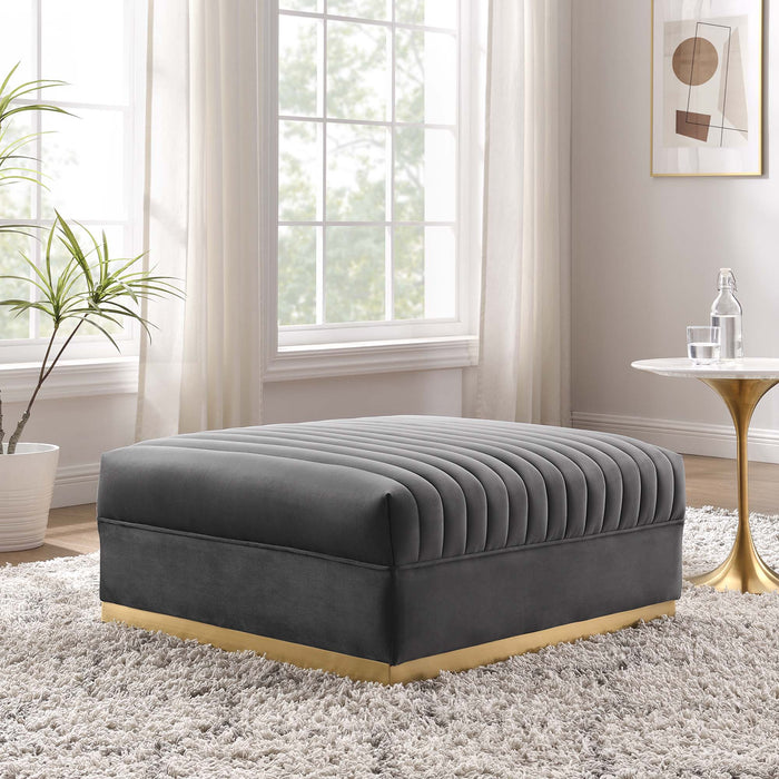 Sanguine Channel Tufted Performance Velvet Modular Sectional Sofa Ottoman