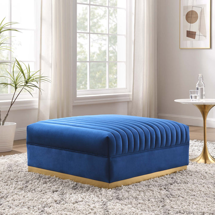 Sanguine Channel Tufted Performance Velvet Modular Sectional Sofa Ottoman