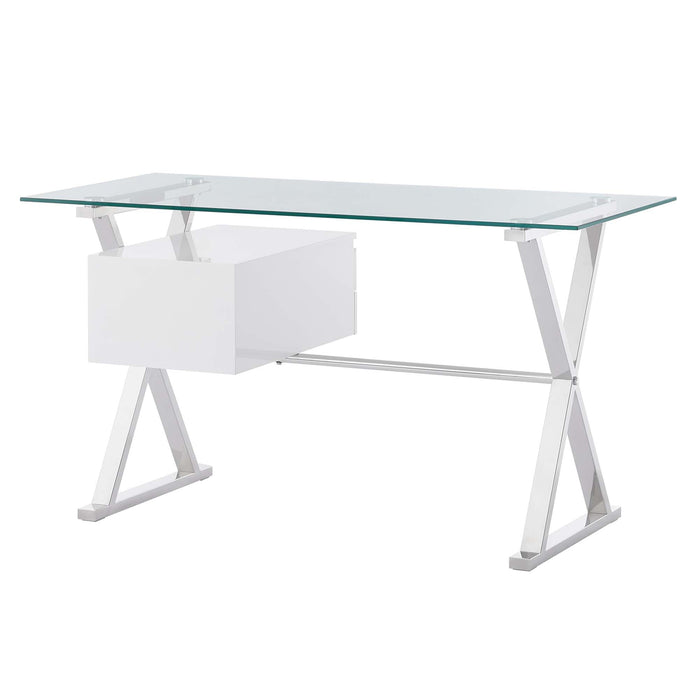 Sector 56" Glass Top Glass Office Desk