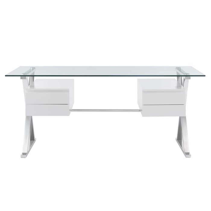 Sector 71" Glass Top Glass Office Desk