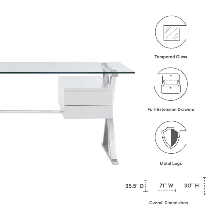 Sector 71" Glass Top Glass Office Desk