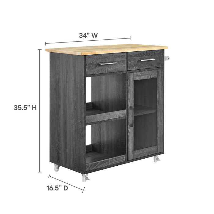 Culinary Kitchen Cart With Towel Bar