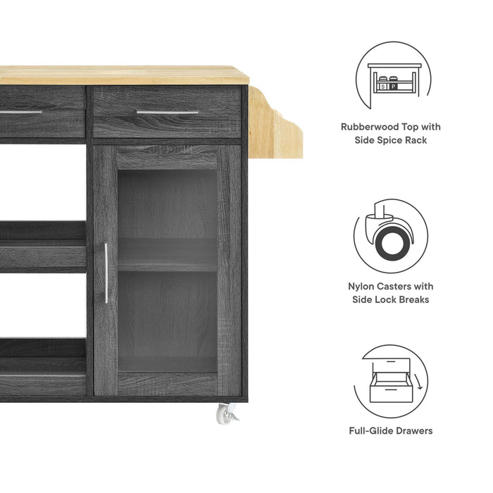 Culinary Kitchen Cart With Spice Rack