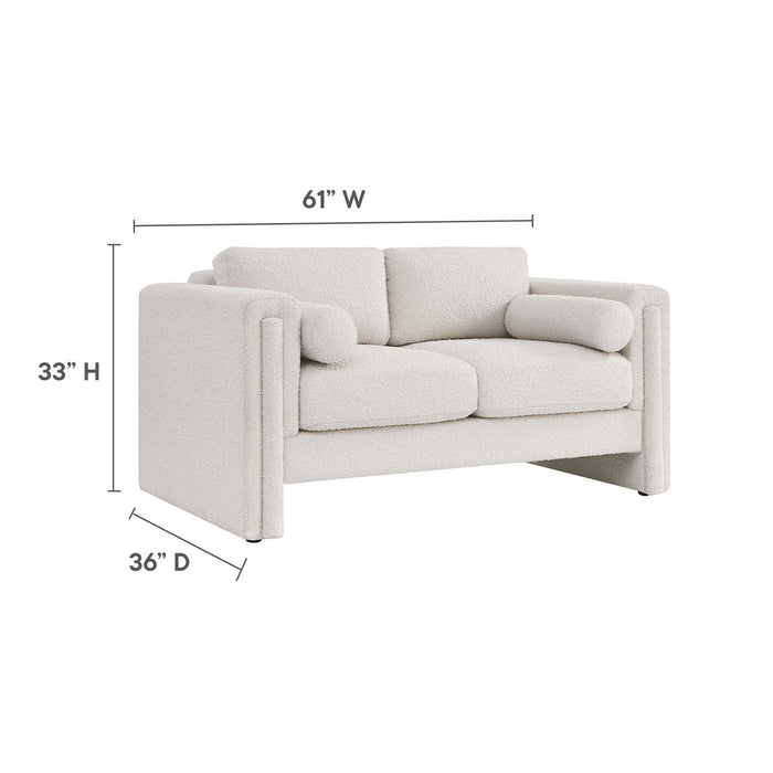 Visible Boucle Fabric Loveseat