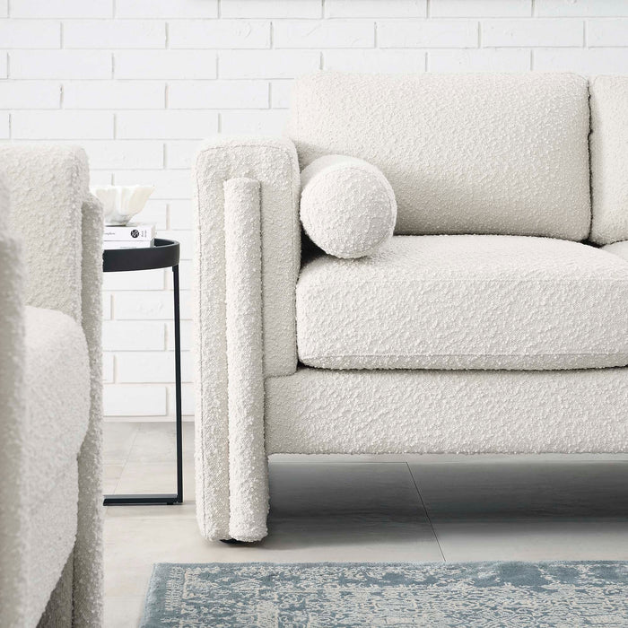 Visible Boucle Fabric Loveseat