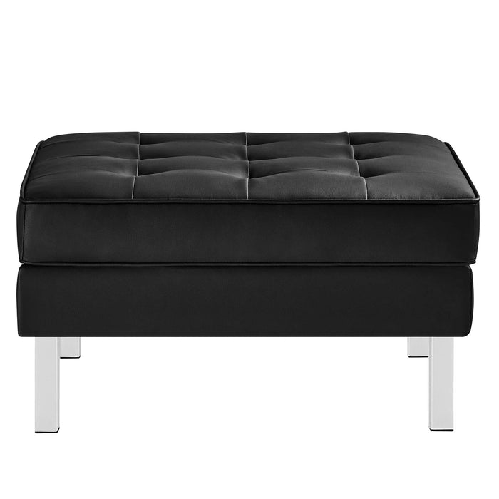 Loft Tufted Vegan Leather Sofa and Ottoman Set