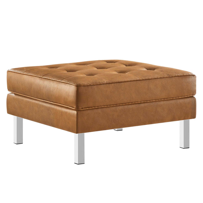 Loft Tufted Vegan Leather Sofa and Ottoman Set