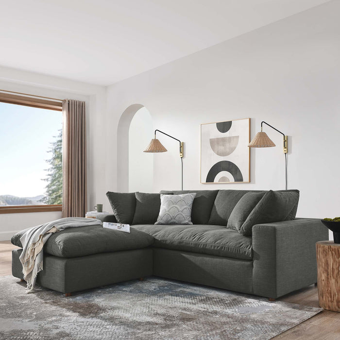 Commix Down Filled Overstuffed Sectional Sofa and Ottoman Set