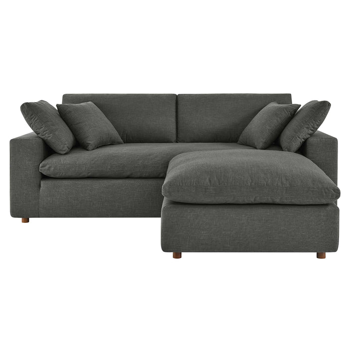 Commix Down Filled Overstuffed Sectional Sofa and Ottoman Set