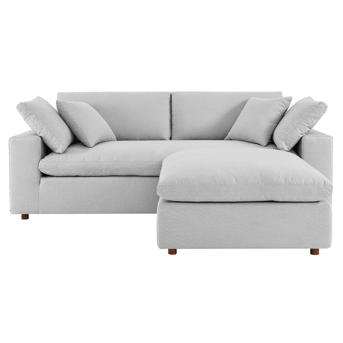 Commix Down Filled Overstuffed Sectional Sofa and Ottoman Set