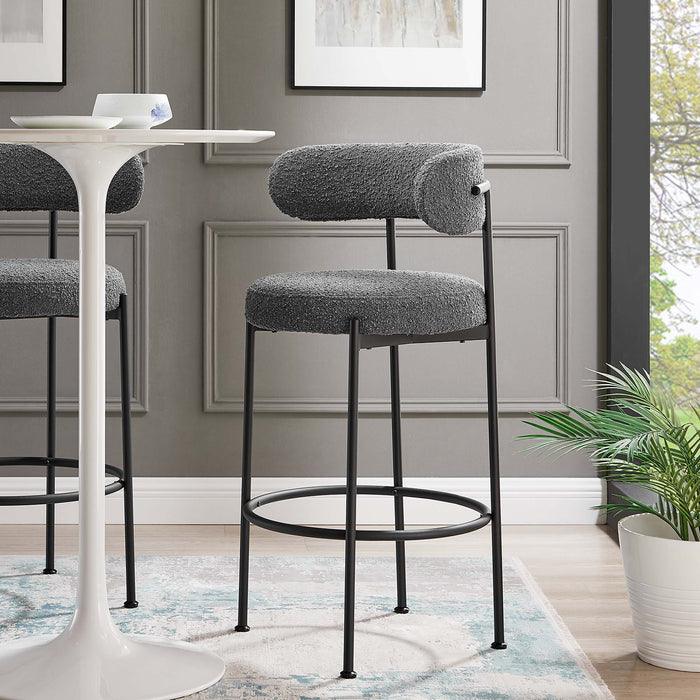 Albie Boucle Fabric Bar Stools - Set of 2