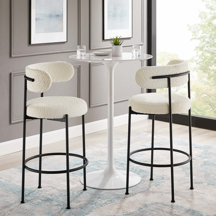 Albie Boucle Fabric Bar Stools - Set of 2