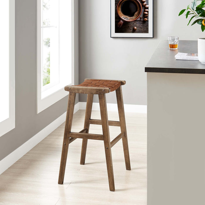 Saoirse Faux Leather Wood Bar Stool - Set of 2