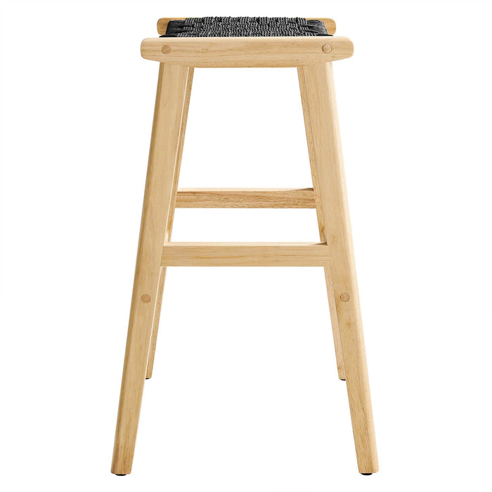 Saoirse Woven Rope Wood Bar Stool - Set of 2