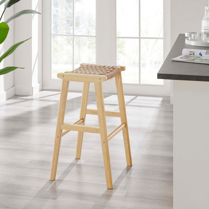 Saoirse Woven Rope Wood Bar Stool - Set of 2