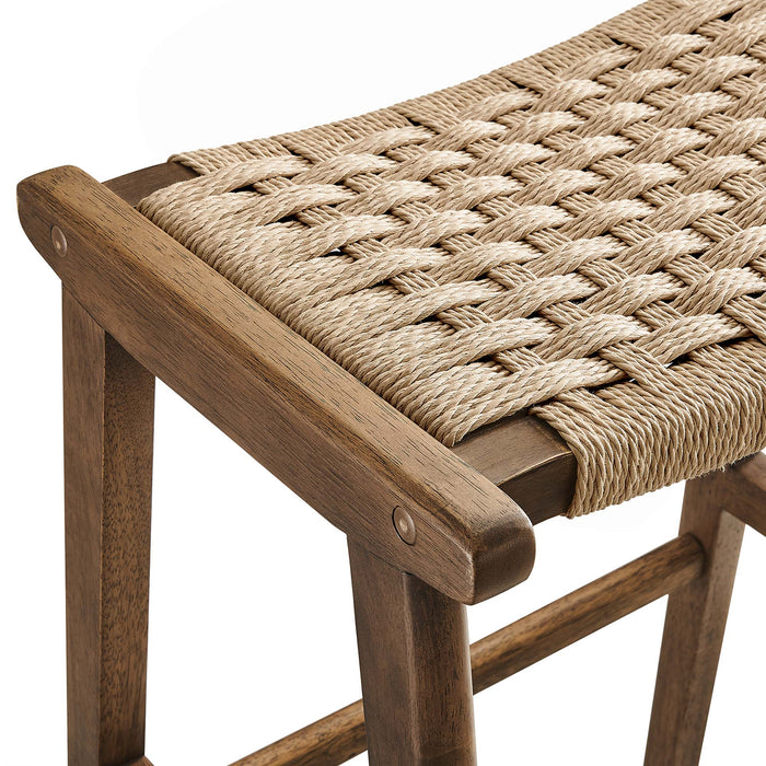 Saoirse Woven Rope Wood Bar Stool - Set of 2