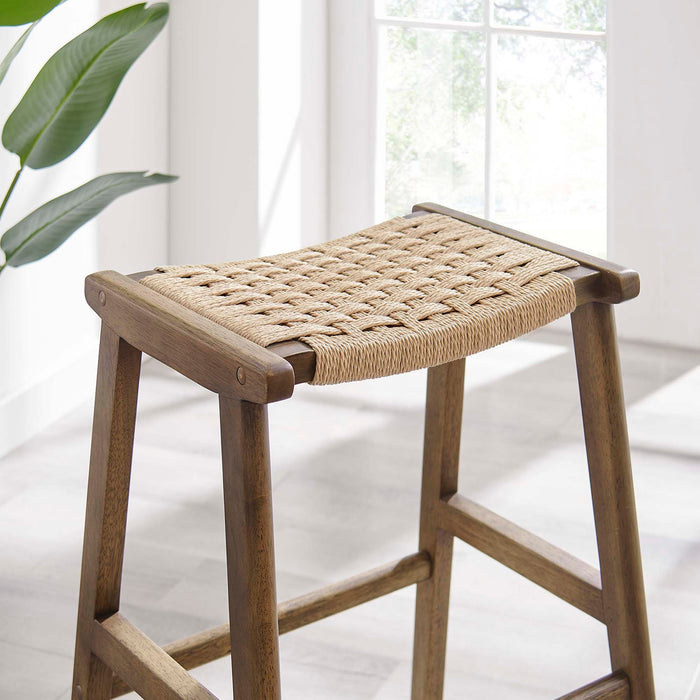 Saoirse Woven Rope Wood Bar Stool - Set of 2