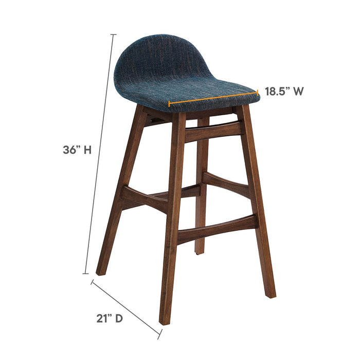 Juno Heathered Fabric Wood Bar Stool - Set of 2