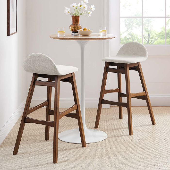 Juno Heathered Fabric Wood Bar Stool - Set of 2