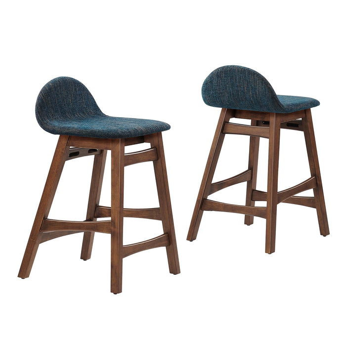 Juno Heathered Fabric Wood Counter Stool - Set of 2