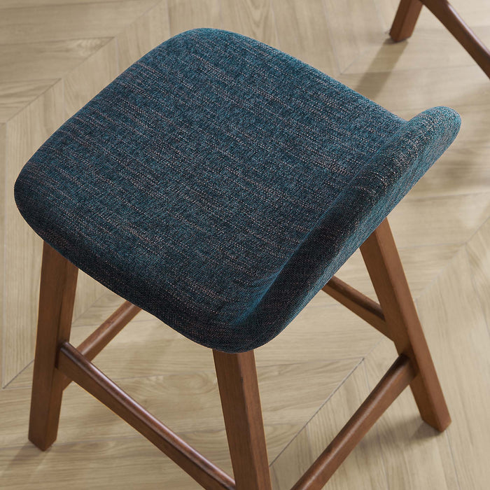 Juno Heathered Fabric Wood Counter Stool - Set of 2