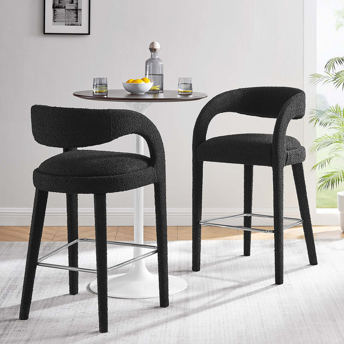 Pinnacle Boucle Upholstered Bar Stool Set of Two