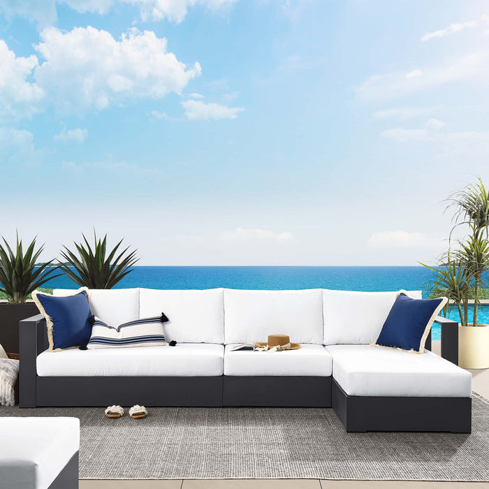 Tahoe Outdoor Patio Powder-Coated Aluminum 3-Piece Right-Facing Chaise Sectional Sofa Set