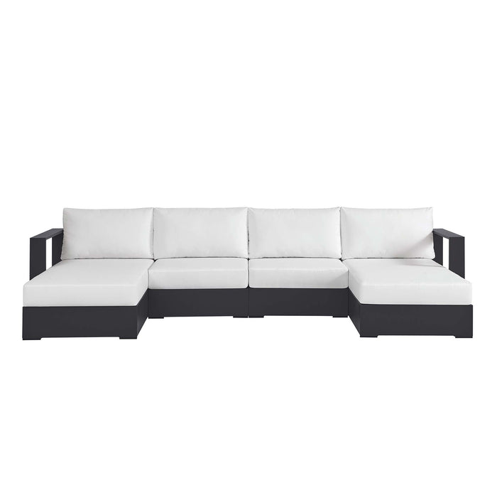 Tahoe Outdoor Patio Powder-Coated Aluminum 4-Piece Sectional Sofa Set