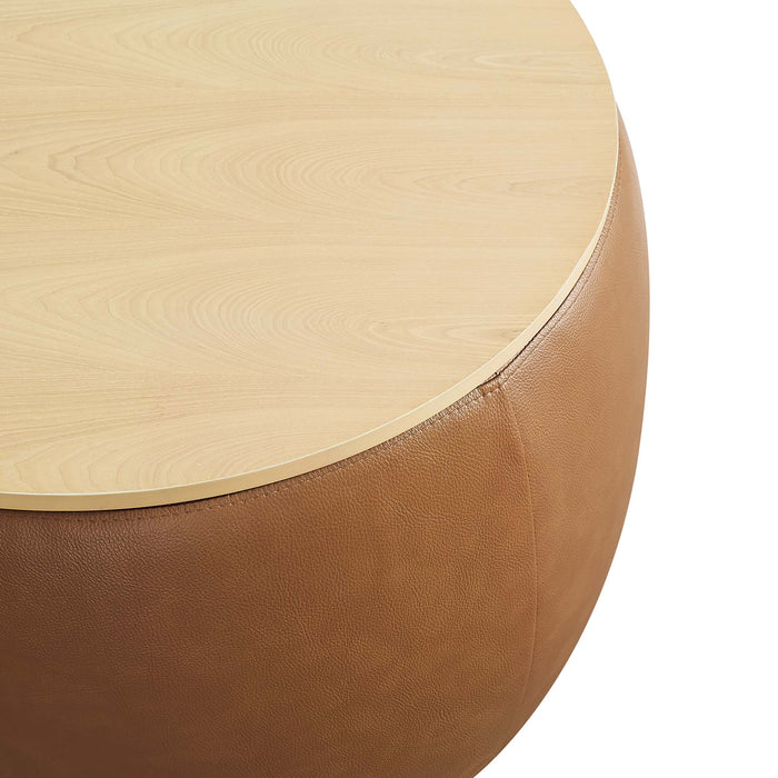 Perla Round Vegan Leather Storage Ottoman