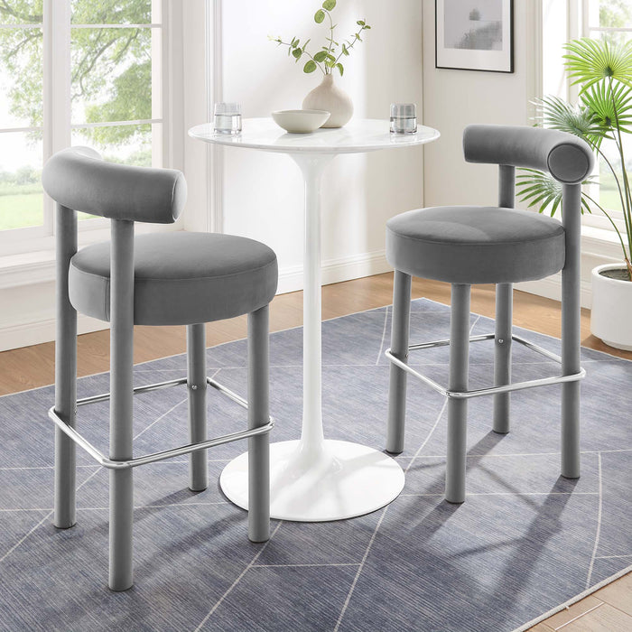 Toulouse Performance Velvet Bar Stool - Set of 2