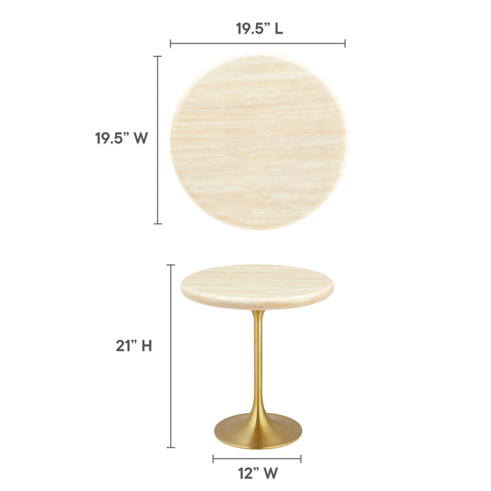 Lippa Round Artificial Travertine Side Table