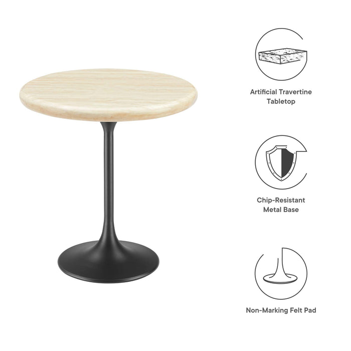 Lippa Round Artificial Travertine Side Table