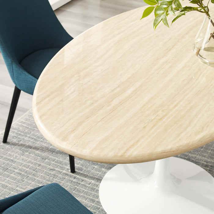 Lippa Oval Artificial Travertine Dining Table