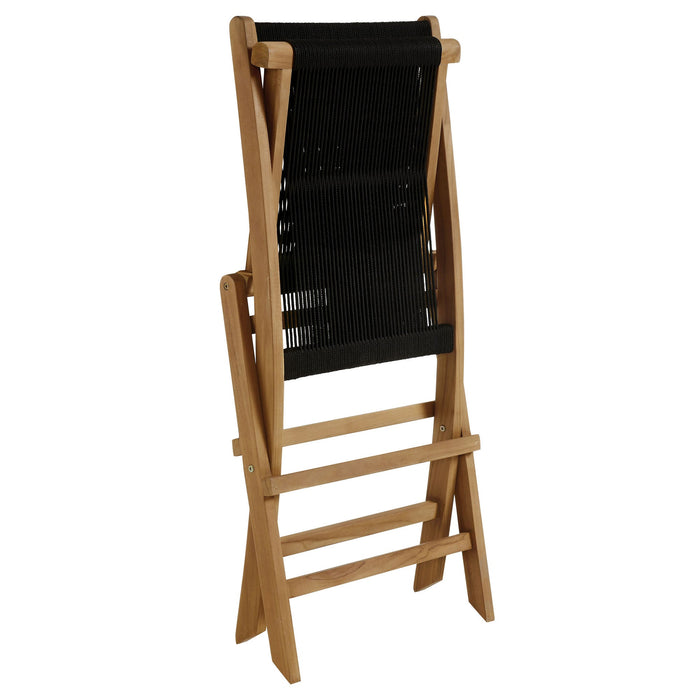 Vienna Outdoor Patio Teak and Rope Folding Chairs Set of 4