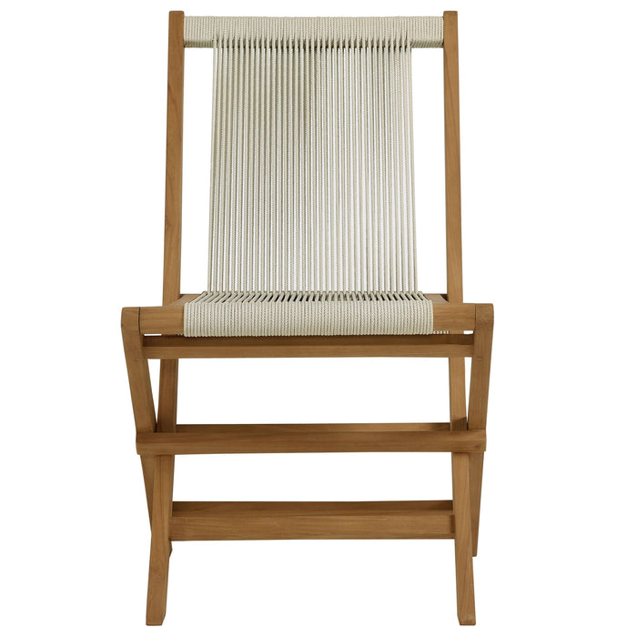 Vienna Outdoor Patio Teak and Rope Folding Chairs Set of 4