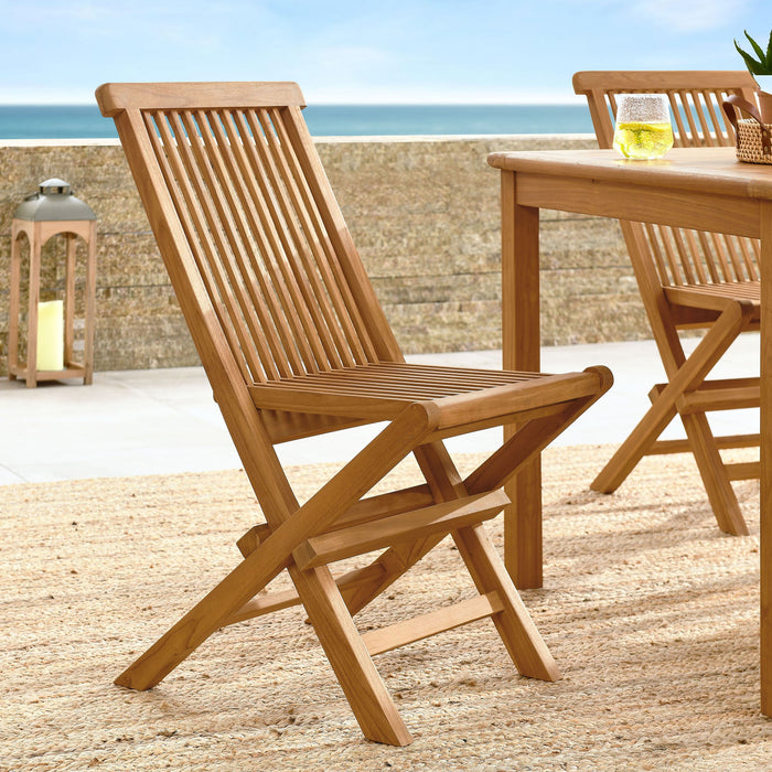 Vienna Outdoor Patio Teak Wood Folding Dining Chairs Set of 4