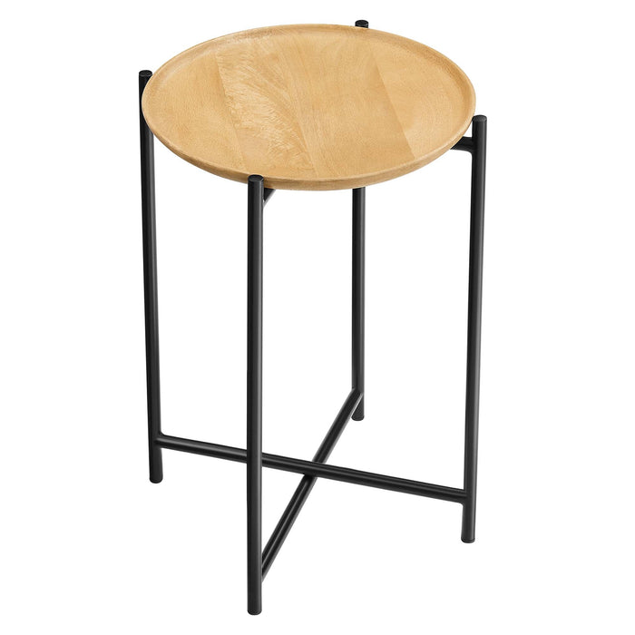 Xilo Round Wood and Metal Side Table