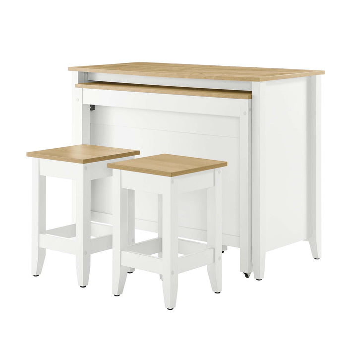 Garland 3-Piece Kitchen Island and Stool Set